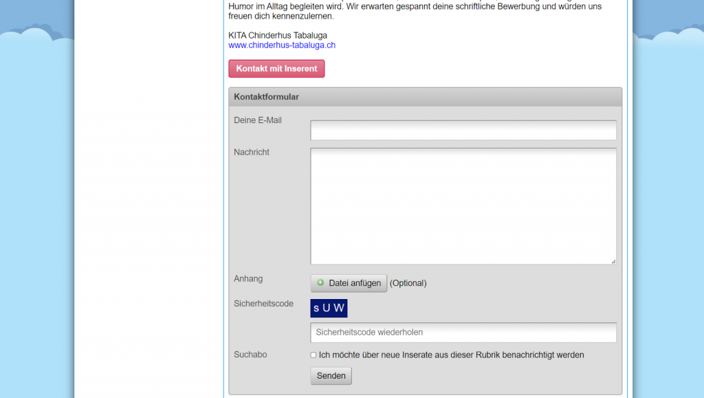 Application form in Liliput Familienwelt